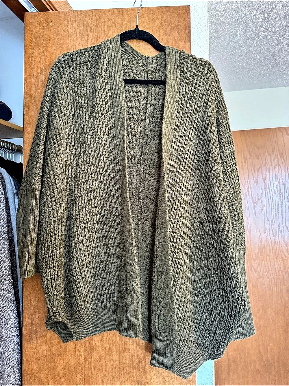 Women's Olive Green Open Front Cardigan